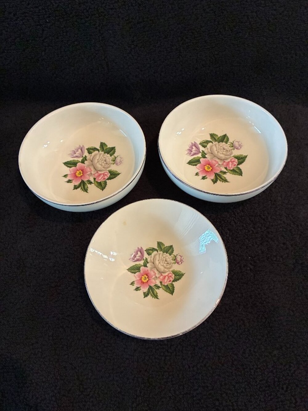 Vintage Homer Laughlin Rhythm China Floral Ceramic Bowls - Lot of 3